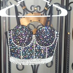 Black rhinestone top